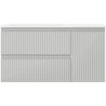 Mexen Rivel Badezimmerschrank 90 cm mit Waschbecken Otis links, 2S, 1D, gerillt, grau matt/weiß matt