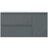 Mexen Rivel Badezimmerschrank 90 cm mit Waschbecken Otis links, 2S, 1D, gerillt, Graphit Matt/Weiß Matt
