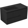 Mexen Rivel Badezimmerschrank 90 cm mit Otis Waschbecken links, 2S, 1T, gerillt, schwarz matt - 91A23-09047-3-BBFFF71-W18L71