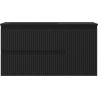 Mexen Rivel Badezimmerschrank 90 cm mit Waschbecken Otis links, 2S, 1D, geriffelt, schwarz matt - 91A23-09047-3-BBFFF71-W18L71