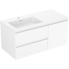 Mexen Rivel Badezimmerschrank 100 cm mit Waschbecken Otis links, 2S, 1D, geriffelt, weiß matt - 91A23-10047-3-BBFFF01-W18L01