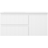 Mexen Rivel Badezimmerschrank 100 cm mit Waschbecken Otis links, 2S, 1D, geriffelt, weiß matt - 91A23-10047-3-BBFFF01-W18L01