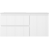 Mexen Rivel Badezimmerschrank 100 cm mit Waschbecken Otis links, 2S, 1T, gerippt, weiß matt - 91A23-10047-3-BBFFF01-W18L01