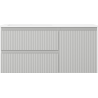 Mexen Rivel Badezimmerschrank 100 cm mit linkem Waschbecken Otis, 2S, 1D, geriffelt, grau matt/weiß matt
