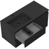 Mexen Rivel Badezimmerschrank 100 cm mit Waschbecken Otis links, 2S, 1T, geriffelt, schwarz matt - 91A23-10047-3-BBFFF71-W18L71