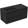 Mexen Rivel Badezimmerschrank 100 cm mit Waschbecken Otis links, 2S, 1D, geriffelt, schwarz matt - 91A23-10047-3-BBFFF71-W18L71