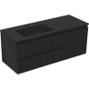 Mexen Rivel Badezimmerschrank 120 cm mit Waschbecken Otis links, 2S, 1D, geriffelt, schwarz matt - 91A23-12047-3-BBFFF71-W18L71