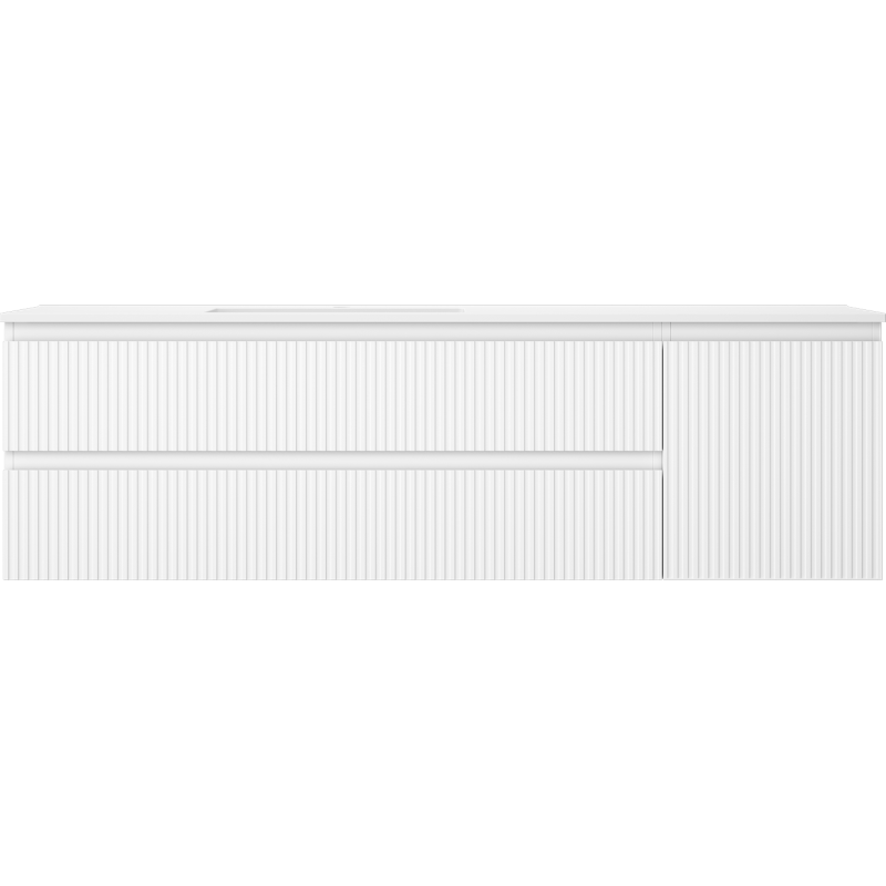Mexen Rivel Badezimmermöbel 160 cm mit Waschtisch Otis links, 2S, 1D, gerillt, weiß matt - 91A23-16047-3-BBFFF01-W18L01