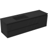 Mexen Rivel 160 cm Badezimmerschrank mit Waschbecken Otis links, 2S, 1D, geriffelt, schwarz matt - 91A23-16047-3-BBFFF71-W18L71