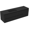 Mexen Rivel Badezimmerschrank 160 cm mit Waschbecken Otis links, 2S, 1D, geriffelt, schwarz matt - 91A23-16047-3-BBFFF71-W18L71