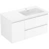 Mexen Rivel Badezimmerschrank 90 cm mit rechtem Otis-Waschbecken, 2S, 1D, geriffelt, weiß matt - 91A23-09047-3-BBFFF01-W18P01