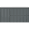 Mexen Rivel Badezimmerschrank 90 cm mit Waschbecken Otis Rechts., 2S, 1T, gerillt, graphit/weiß matt