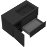 Mexen Rivel Badezimmerschrank 90 cm mit Waschbecken Otis rechts, 2S, 1D, geriffelt, schwarz matt - 91A23-09047-3-BBFFF71-W18P71