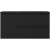 Mexen Rivel Badezimmerschrank 90 cm mit Waschbecken Otis rechts, 2S, 1D, geriffelt, schwarz matt - 91A23-09047-3-BBFFF71-W18P71