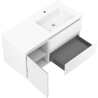 Mexen Rivel Badezimmerschrank 100 cm mit Waschbecken Otis rechts, 2S, 1D, gerillt, weiß matt - 91A23-10047-3-BBFFF01-W18P01