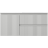 Mexen Rivel Badezimmerschrank 100 cm mit Waschbecken Otis rechts, 2S, 1D, gerippt, grau/weiß matt