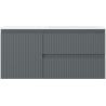 Mexen Rivel Badezimmerschrank 100 cm mit Waschbecken Otis rechts, 2S, 1D, geriffelt, graphit/weiß matt