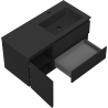 Mexen Rivel Badezimmerschrank 100 cm mit Waschbecken Otis rechts, 2S, 1D, geriffelt, schwarz matt - 91A23-10047-3-BBFFF71-W18P71