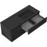 Mexen Rivel Badezimmerschrank 120 cm mit Waschbecken Otis rechts, 2S, 1D, gerillt, schwarz matt - 91A23-12047-3-BBFFF71-W18P71