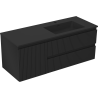 Mexen Rivel Badezimmerschrank 120 cm mit Waschbecken Otis rechts, 2S, 1D, gerillt, schwarz matt - 91A23-12047-3-BBFFF71-W18P71