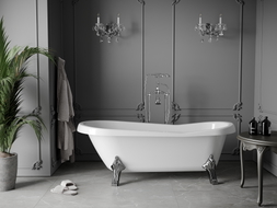 Mexen Retro freistehende Badewanne 170 x 75 cm, weiß, verchromte Füße - 53251707500-00