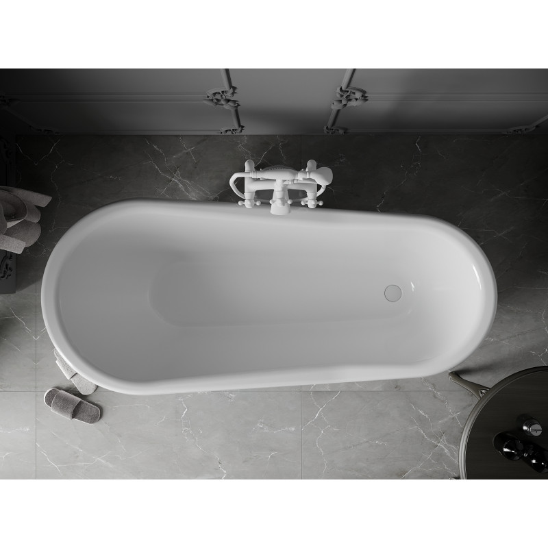 Mexen Retro freistehende Badewanne 170 x 75 cm, weiß, weiße Beine - 53251707500-20