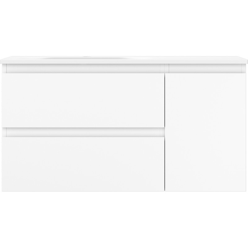 Mexen Orio Badezimmerschrank 90 cm mit Waschbecken Vela links, 2S, 1D, weiß matt - 91A13-09047-3-BBFFFF01-W23L01