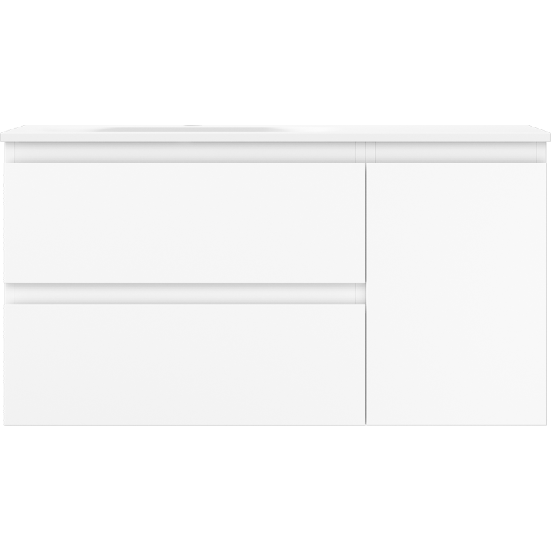Mexen Orio Badezimmerschrank 90 cm mit Waschbecken Vela links, 2S, 1T, weiß matt - 91A13-09047-3-BBFFFF01-W23L01