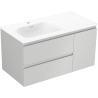 Mexen Orio Badezimmerschrank 90 cm mit Waschbecken Vela links, 2S, 1D, graumatt/weißmatt - 91A13-09047-3-BBFFF62-W23L01