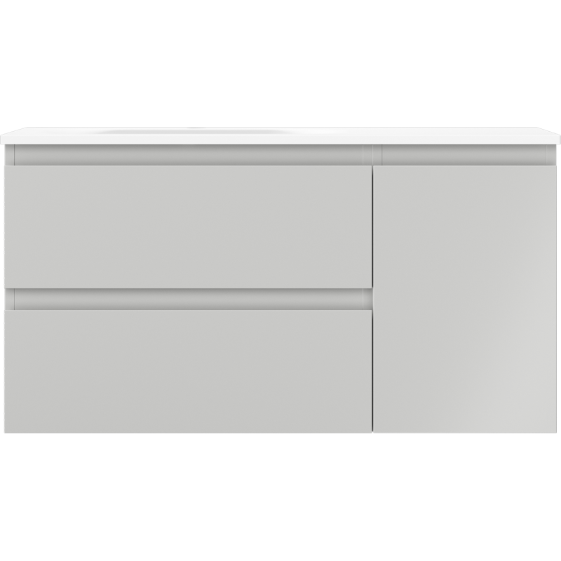 Mexen Orio Badezimmerschrank 90 cm mit Waschbecken Vela links, 2S, 1D, grau matt/weiß matt - 91A13-09047-3-BBFFF62-W23L01