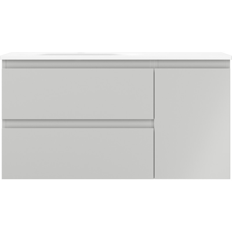 Mexen Orio Badezimmerschrank 90 cm mit Waschbecken Vela links, 2S, 1D, graumatt/weißmatt - 91A13-09047-3-BBFFF62-W23L01