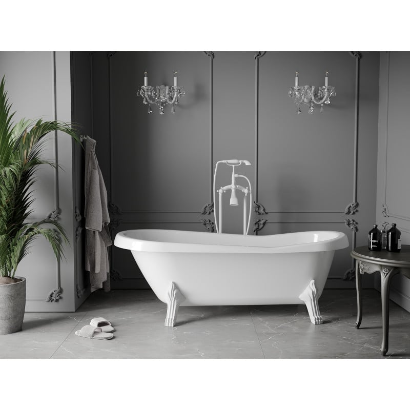 Mexen Retro freistehende Badewanne 170 x 75 cm, weiß, weiße Beine - 53251707500-20