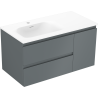 Mexen Orio Badezimmerschrank 90 cm mit Vela Waschbecken links, 2S, 1D, grafit matt/weiß matt - 91A13-09047-3-BBFFF66-W23L01