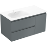 Mexen Orio Badezimmerschrank 90 cm mit Waschbecken Vela links, 2S, 1T, Grafit matt/Weiß matt - 91A13-09047-3-BBFFF66-W23L01