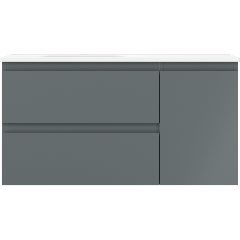 Mexen Orio Badezimmerschrank 90 cm mit Vela Waschbecken links, 2S, 1D, grafit matt/weiß matt - 91A13-09047-3-BBFFF66-W23L01