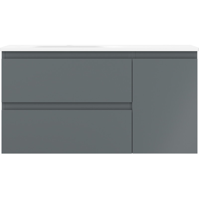 Mexen Orio Badezimmerschrank 90 cm mit Waschbecken Vela links, 2S, 1T, Grafit matt/Weiß matt - 91A13-09047-3-BBFFF66-W23L01