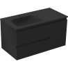 Mexen Orio Badezimmerschrank 90 cm mit Waschbecken Vela links, 2S, 1T, Schwarz matt - 91A13-09047-3-BBFFF71-W23L71
