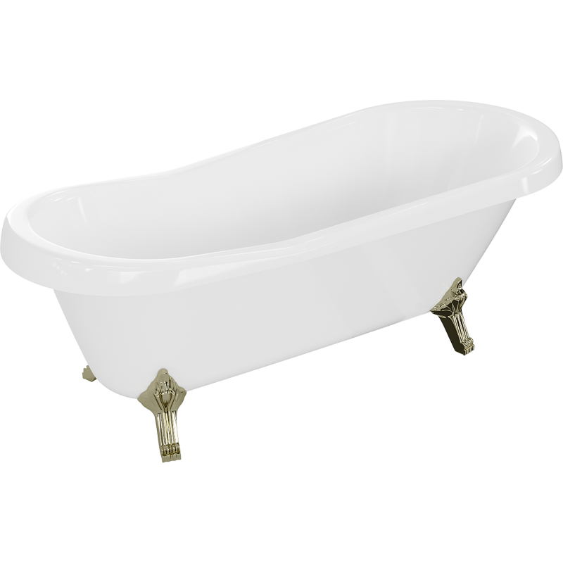 Mexen Retro freistehende Badewanne 170 x 75 cm, Weiß, Gold Beine - 53251707500-50