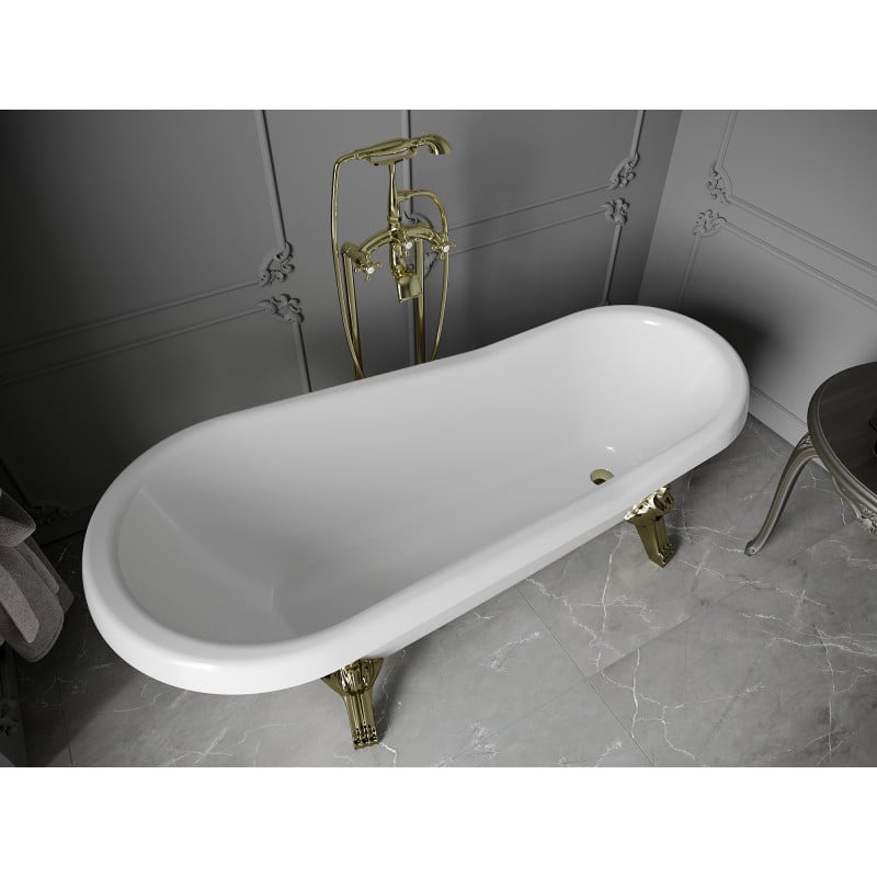 Mexen Retro Freistehende Badewanne 170 x 75 cm, weiß, goldene Füße - 53251707500-50