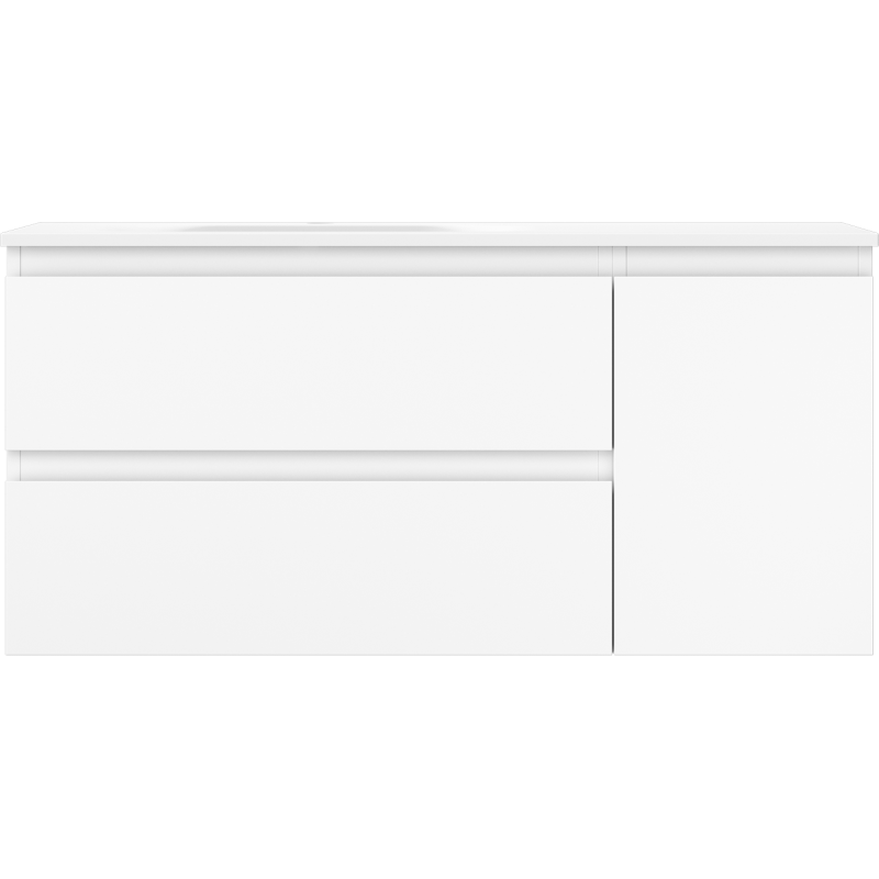 Mexen Orio 100 cm Badezimmer-Unterschrank mit linkem Waschbecken Vela, 2S, 1T, weiß matt - 91A13-10047-3-BBFFFF01-W23L01