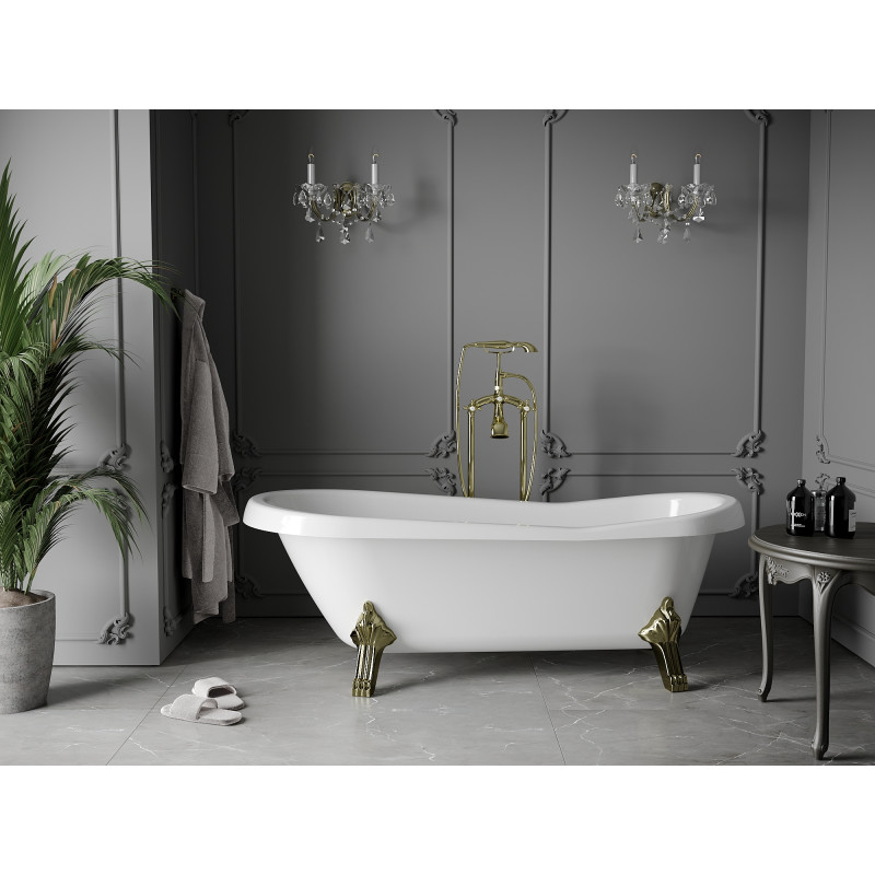 Mexen Retro Freistehende Badewanne 170 x 75 cm, weiß, goldene Füße - 53251707500-50