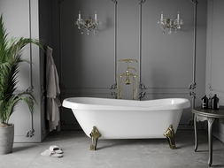 Mexen Retro freistehende Badewanne 170 x 75 cm, weiß, goldene Füße - 53251707500-50