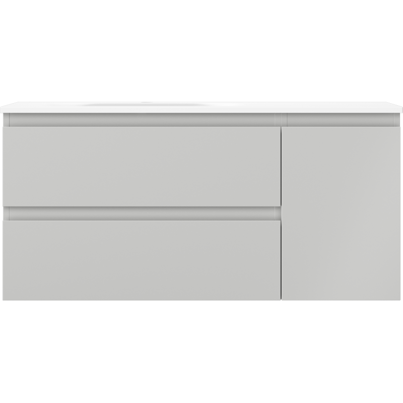 Mexen Orio Badezimmerschrank 100 cm mit Waschbecken Vela links, 2S, 1D, grau matt/weiß matt - 91A13-10047-3-BBFFF62-W23L01
