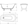 Mexen Retro Freistehende Badewanne 170 x 75 cm, weiß, goldene Füße - 53251707500-50