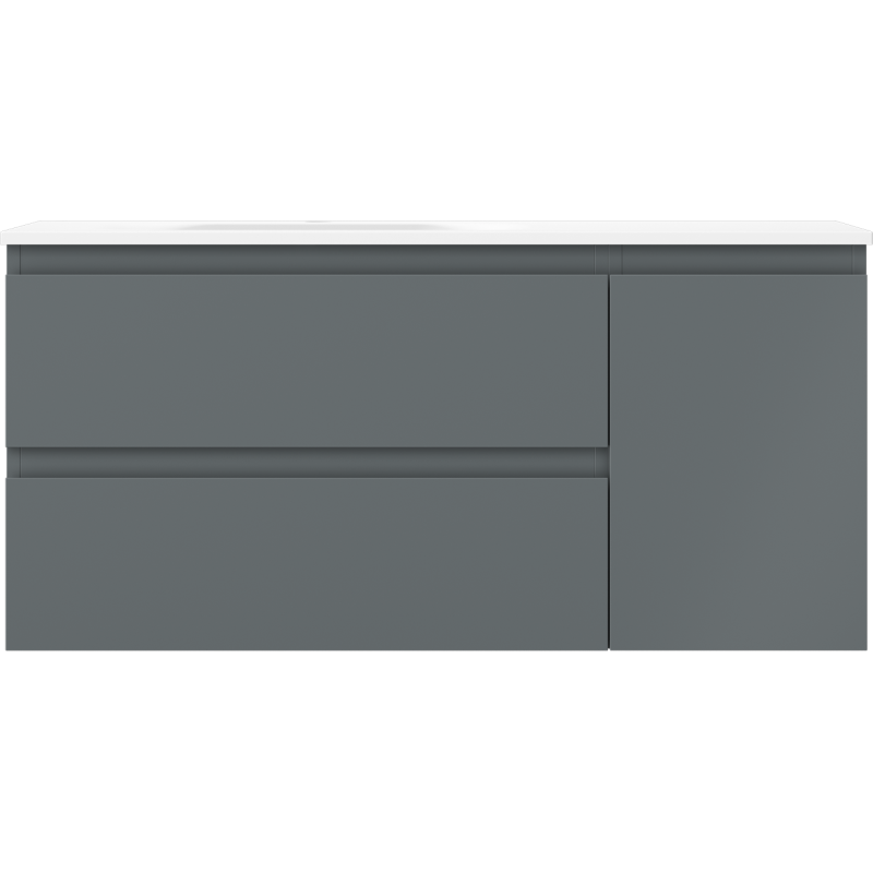 Mexen Orio Badezimmerschrank 100 cm mit Waschbecken Vela links, 2S, 1D, Graphit matt/Weiß matt - 91A13-10047-3-BBFFF66-W23L01