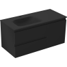 Mexen Orio Badezimmerschrank 100 cm mit Waschtisch Vela links, 2S, 1D, schwarz matt - 91A13-10047-3-BBFFF71-W23L71