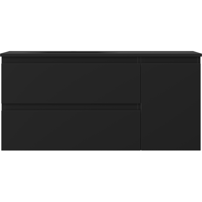 Mexen Orio Badezimmerschrank 100 cm mit Waschtisch Vela links, 2S, 1D, schwarz matt - 91A13-10047-3-BBFFF71-W23L71