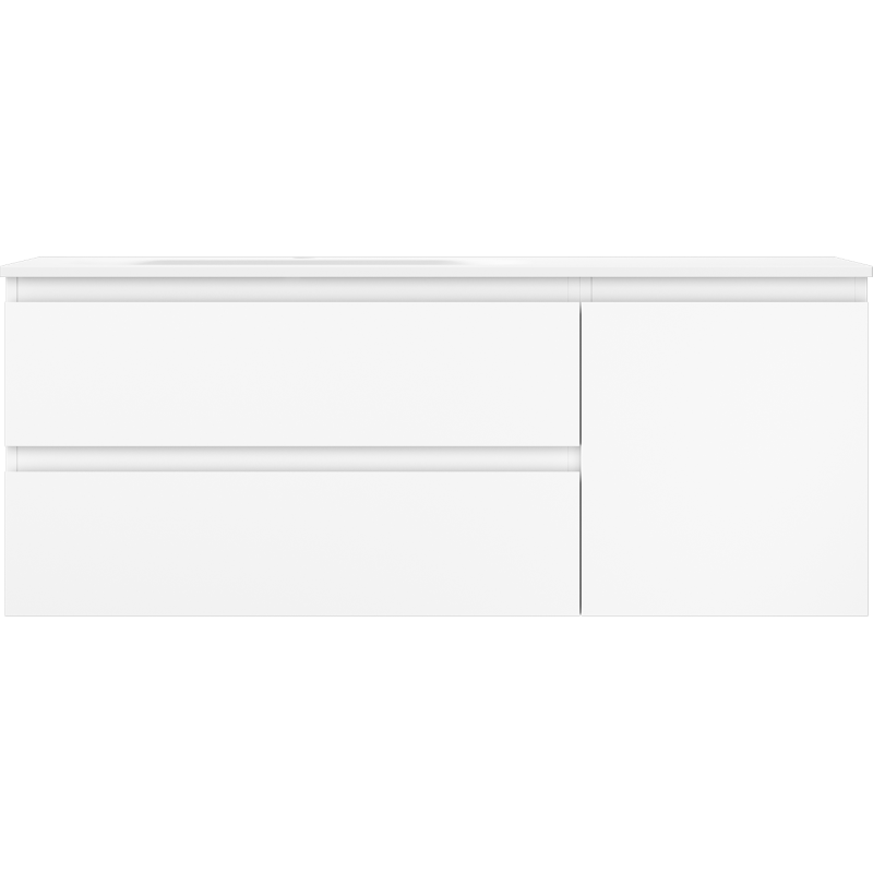 Mexen Orio Badezimmerschrank 120 cm mit linkem Waschbecken Vela, 2S, 1D, weiß matt - 91A13-12047-3-BBFFFF01-W23L01