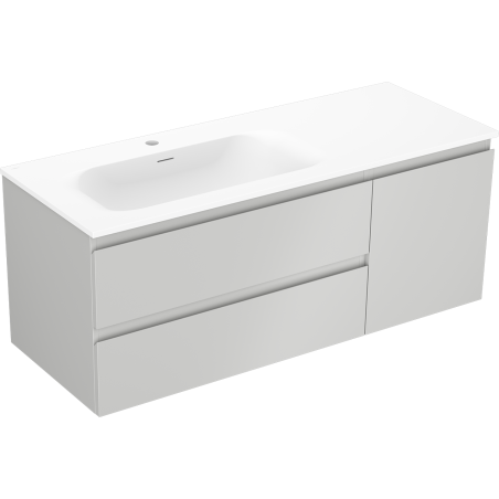 Mexen Orio Badezimmerschrank 120 cm mit linken Waschbecken Vela, 2S, 1D, grau matt/weiß matt - 91A13-12047-3-BBFFF62-W23L01