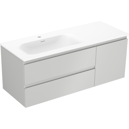 Mexen Orio Badezimmerschrank 120 cm mit Waschbecken Vela links, 2S, 1D, grau matt/weiß matt - 91A13-12047-3-BBFFF62-W23L01